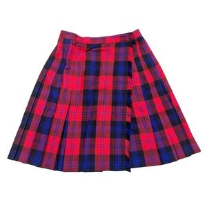 Talbots Vintage Red Plaid Pleated Wrap Skirt